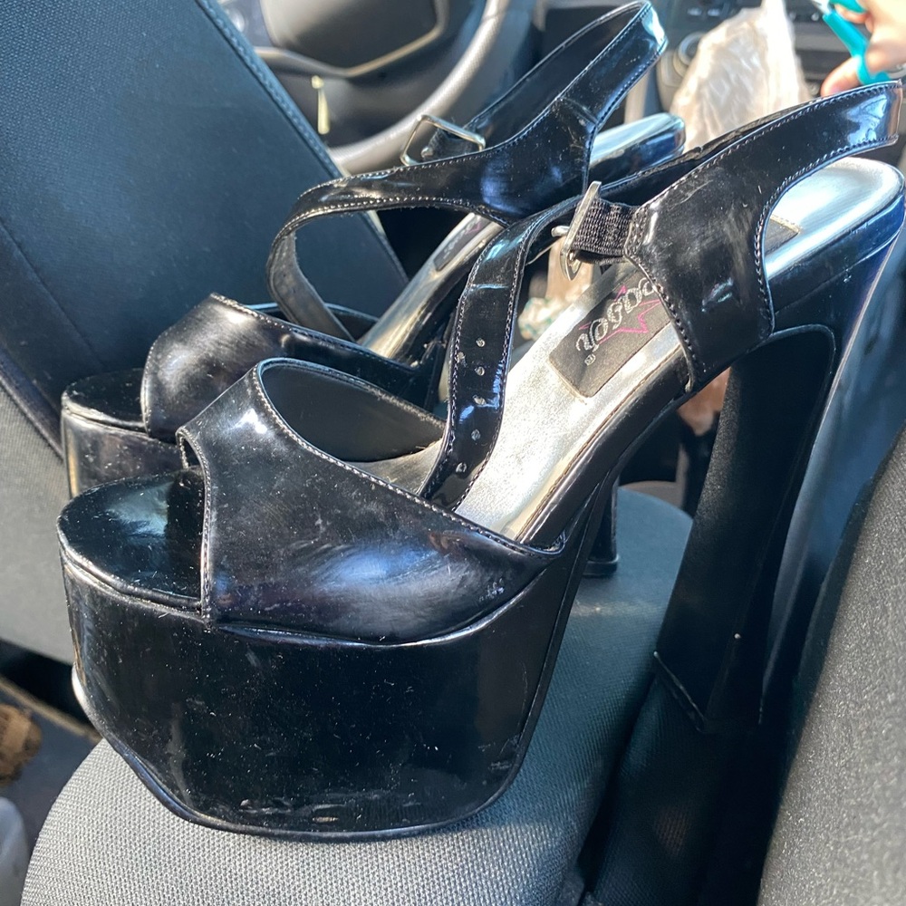 Pleaser Black Platform Sandals